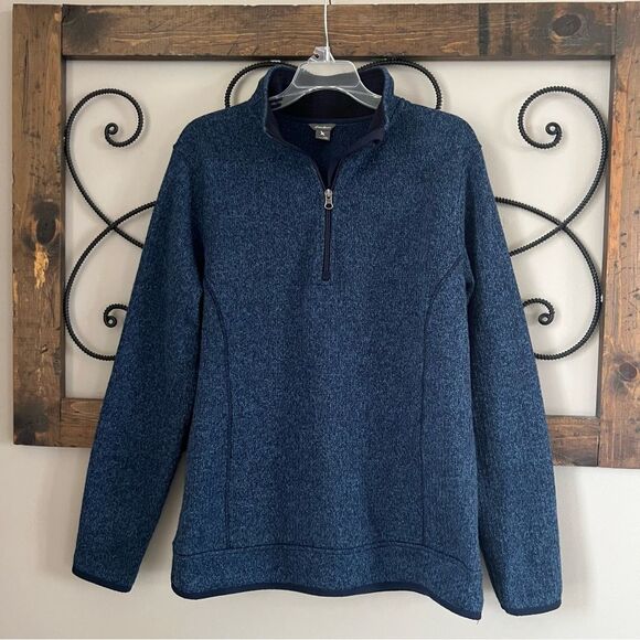 Eddie Bauer Quarter Zip Performance Fleece Lined Sweater Jacket Size L - Picture 1 of 10